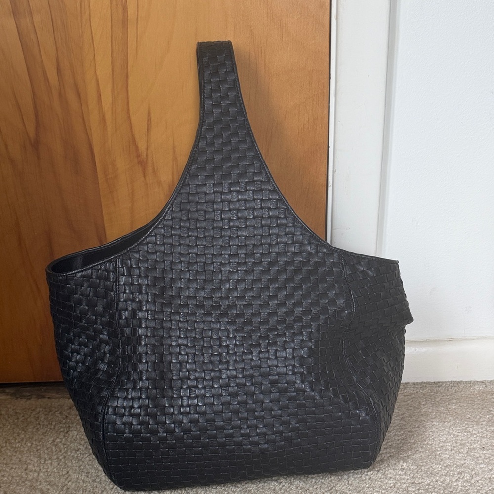 Clare v Bando Black Woven Tote Bag